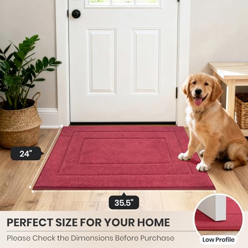 Dirt Trapping Door Mat Indoor Entrance (Burgundy Red / 24" X 35.5" (Rectangular))