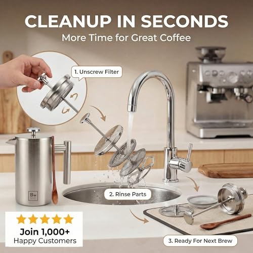 French Press Coffee Maker (Silver)