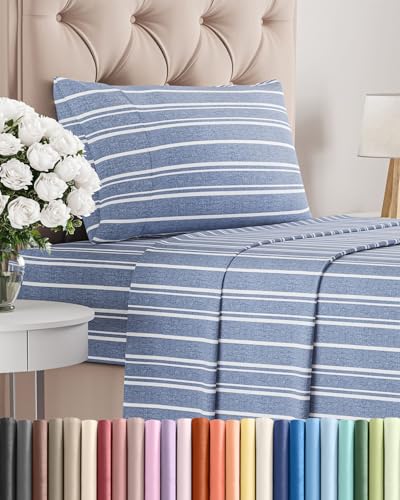 Twin Size 3 Piece Sheet Set (42 - Blue Stripes 3 / Twin)