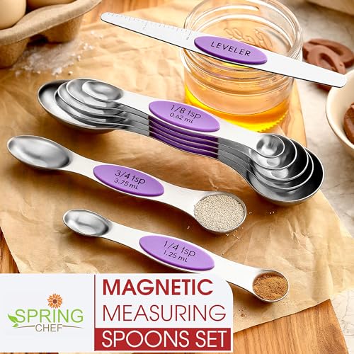 Stainless Steel Magnetic Measuring Spoons Set of 8 (Orchid / 1-Pack)