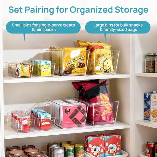 8 Pack Clear Storage Bins Set for Pantry Organizer (Set B)