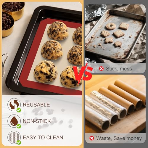 Silicone Baking Mats 3 Pack (3pcs: Red 0.7MM)