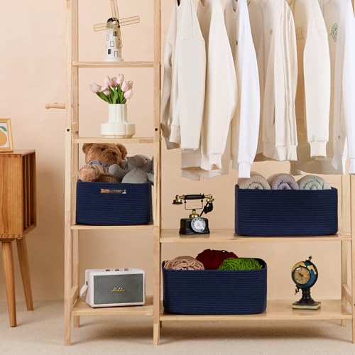 Large Storage Baskets for Shelves (2pcs-L17×W13×H7.5" / Navy Blue)