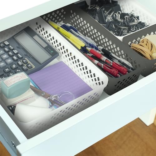 Plastic Storage Basket Set (White / Large)