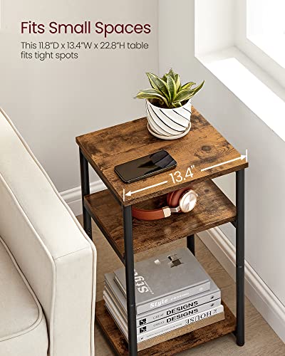 Side Table Small End Table (Rustic Brown + Ink Black)
