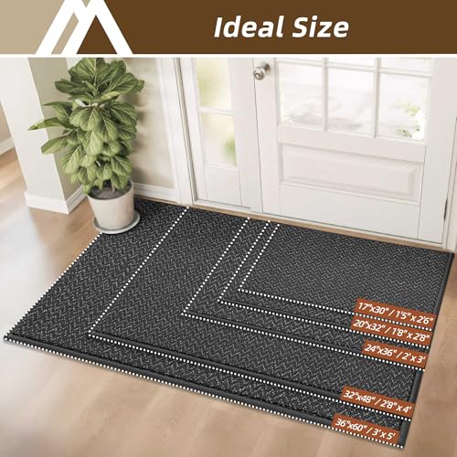 Dirt Trapper Door Mat 17"x30" Non Slip Washable Dark Grey (Dark Grey / 17inx30in)