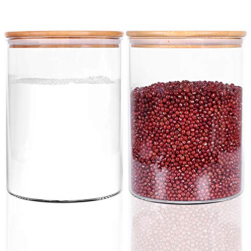 Set of 2 Large Glass Food Storage jar (5.9 IN - 2Pack)