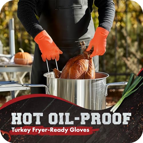 XL Silicone Smoker Oven Gloves (Orange / X-Large)