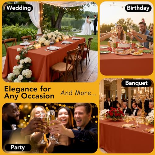 10 Pack Rust Tablecloths for Rectangle Tables (Rust / 70x120 In, 10 Pack)