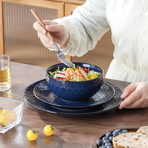 Cereal Bowls 30 Ounce Ceramic Blue Soup Bowl for Kitchen (30 OZ / Dark Blue)