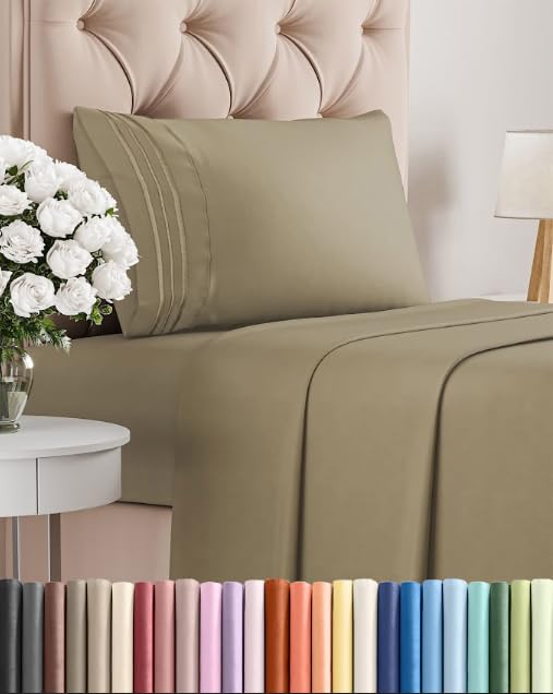 Twin Size 3 Piece Sheet Set (14 - Khaki / Twin)