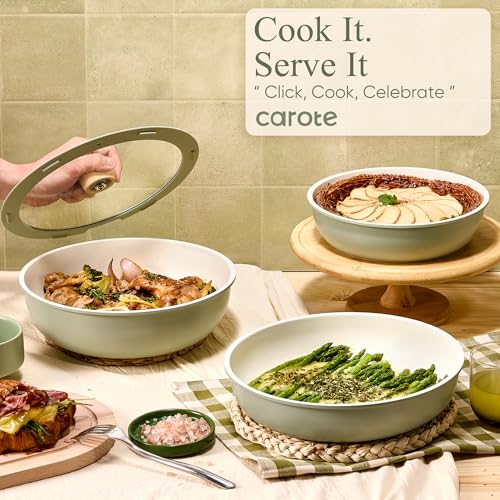 25pcs Pots and Pans Set Non Stick (Green / 25 Piece)