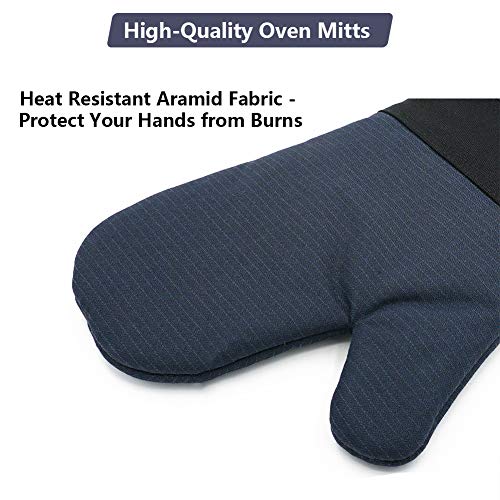 Oven Gloves Oven Mitts Heat Resistant 550 Degrees (2PCS‑14"L x 7.5"W/BLUE‑Aramid Fabric)