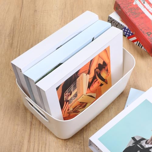 White Plastic Storage Bins (White / 12 x 8 x 5 Inches)