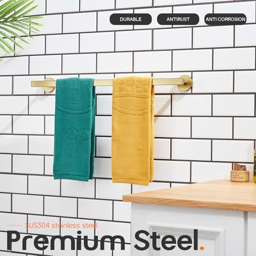 20 Inch Bathroom Towel Bar Bath Towel Rack Kitchen Towel Holder Towel Shelf Wall Mounted SUS304 Stainless Steel Brushed Gold AN4001GD (Brushed Gold / 20-Inch)
