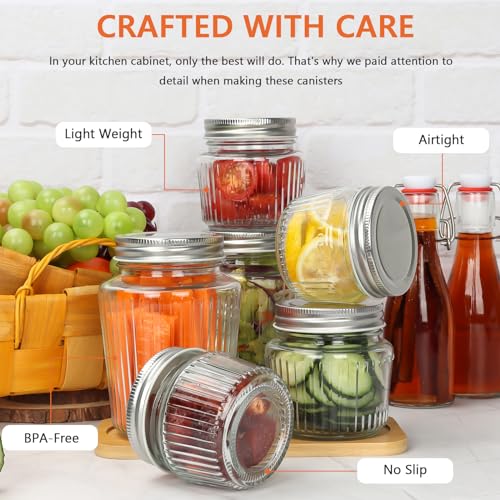 Small Glass Mason Jars with Lids (Vintage 4oz 8pack)