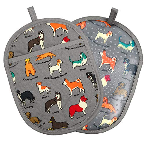Pot Holders with Transparent Clear Silicone Shell and Nice Dog Flower (Potholders / Dog Flower)