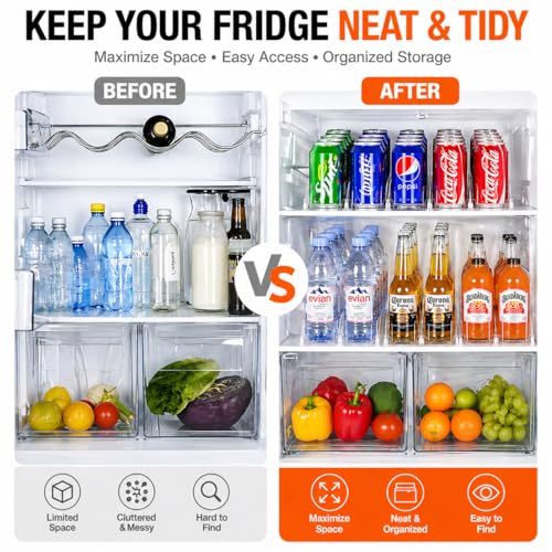 Stackable Soda Can Organizer for Refrigerator (5 Row)