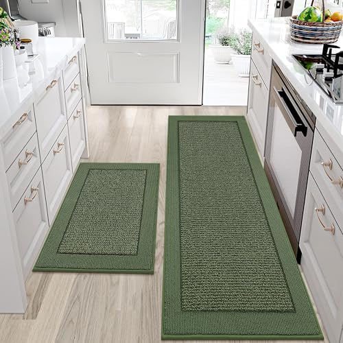 Kitchen Rugs Set of 2 (Green / 24"x36"+24"x60" (Rectangular))