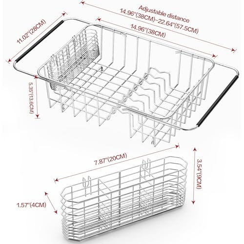 Large Dish Drainer Rack in Sink Adjustable