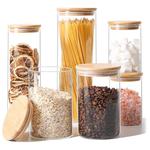 Glass Storage Jars 6 Pack (2 qt x1 + 1 qt x1 + 1 qt x2 + 0.5 qt x2)