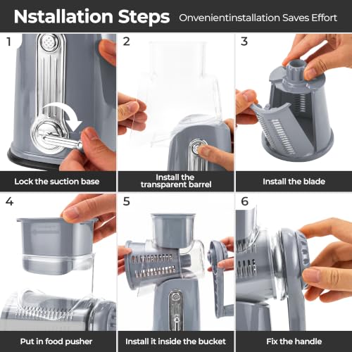 Rotary Cheese Grater 5 Blades (Gray)