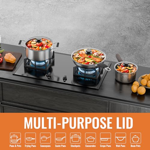 Tempered Glass Lids for Pots and Pans (Narrow Rim / 10.5 Inch)