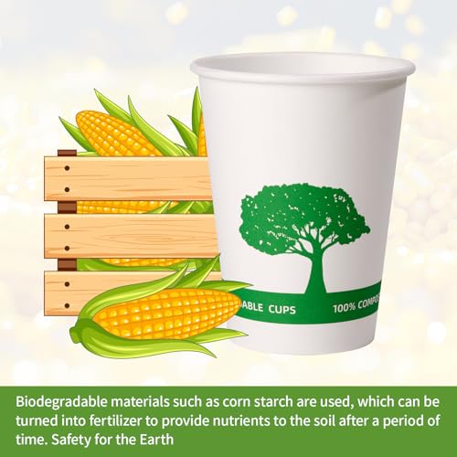 270 Pack Compostable Paper Cups (White Green)