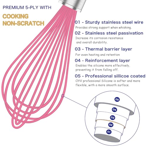 Pink Silicone Whisk Set of 3