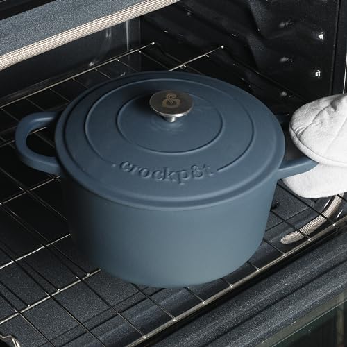 Artisan 7 Quart Round European Enameled Cast Iron Dutch Oven (Matte Navy Blue / 7-Quart)