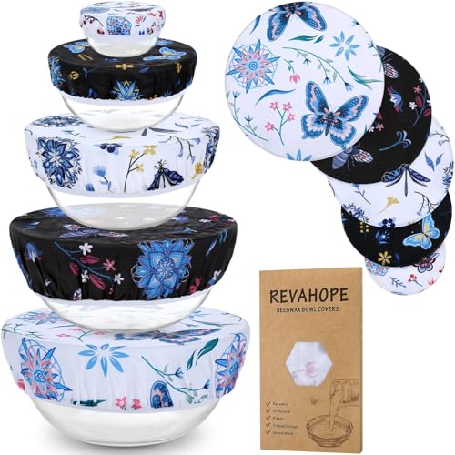 5Pcs Reusable Beeswax Elastic Bowl Covers for Bread Proofing and Food Cover (Butterfly)