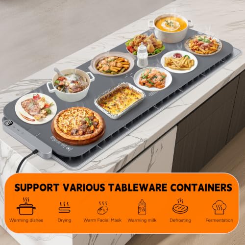 Warming Mat for Food (Dark-grey / XXL: 45.3''×15.8'')