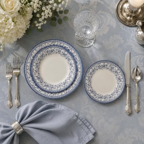 24 Piece Porcelain Dinnerware Set for 6 (Aster Blue / 24)
