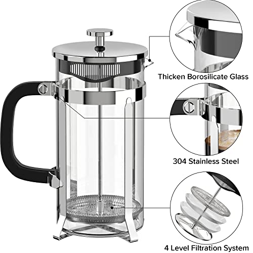 French Press Coffee Maker 21oz (Silver / 21oz)