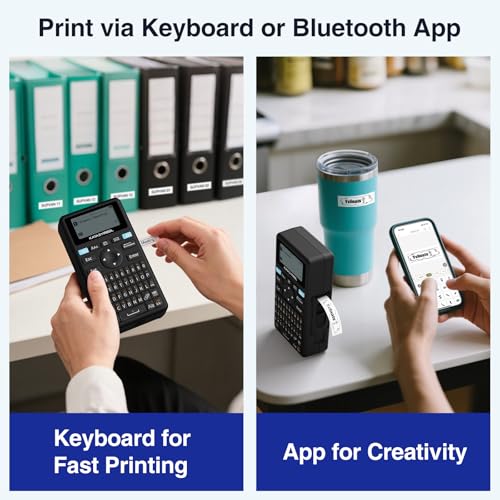 E11 Keyboard & Bluetooth Label Maker Machine with 4 Tapes (Black)