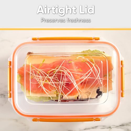 Plastic Food Storage Containers with Airtight Lids (80 oz / Orange)
