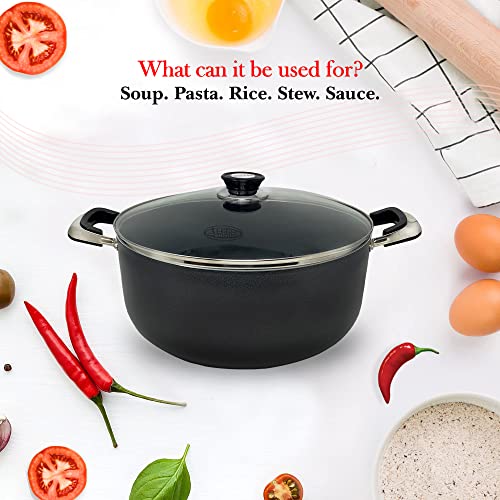 18 Quart Non stick Stock Pot with Tempered Glass Lid and Carrying Handles (18-Quart Stock Pot / Open Stock)
