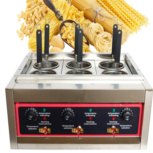 220V Commercial Pasta Cooker with 6 Noodle Filter Electric Pasta Cooking Machine Multifunctional Pasta Warmer Noodles Cooker 6KW for Cooking Dumplings NoodlesVegetables 30