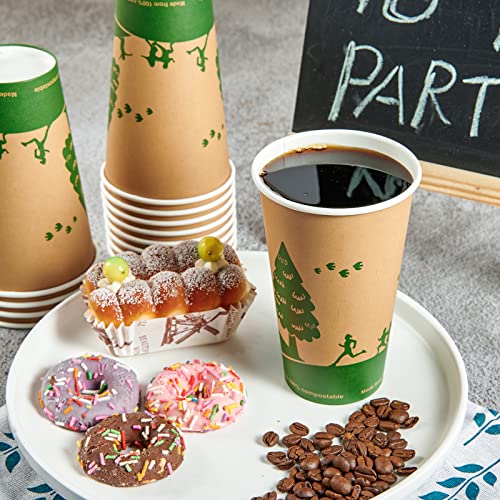 16 oz Compostable Paper Coffee Cups with PLA Lined (16oz-210)