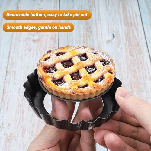 4 Inch Mini Quiche Pan Set of 6 (Black-Round-6 pack / 4 Inch)