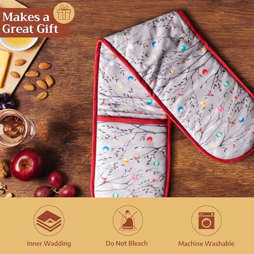 Double Oven Mitts 100% Cotton Double Oven Glove (111 - Fairy Christmas / 7" x 35" (Double Oven Mitt))