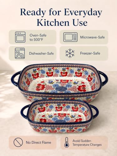 2 Piece Polish Pottery Style Ceramic Baking Dish Set (2 Count)