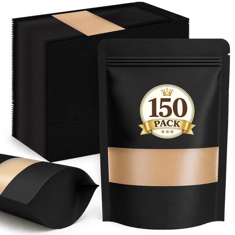 150 Pack Resealable Treat Bags (Black / 150 Pack 5.5x7.9in (14x20cm))