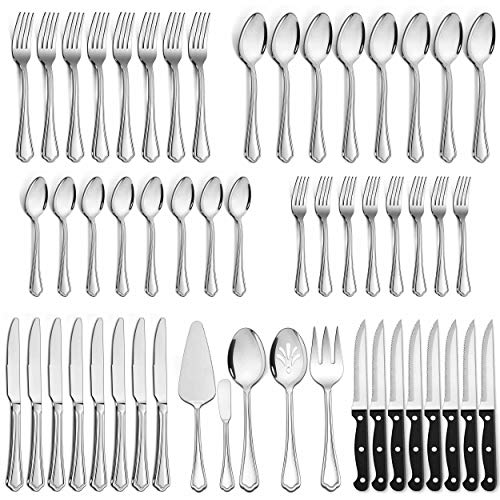 53 Piece Silverware Flatware Set for 8 (Scalloped Edge)