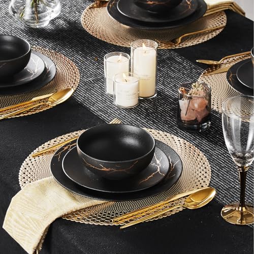 12 Piece Matte Crackle Dinnerware Set (Service for 4 (12pcs))