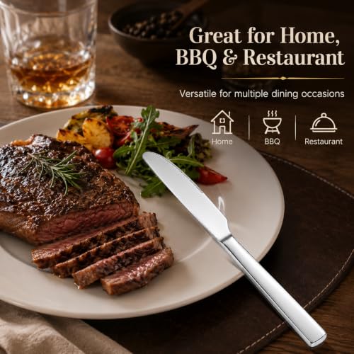 12 Piece Stainless Steel Dinner Knife Set (9.06''Silver Dinner Knife 12pcs)