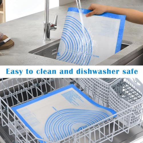 Nonstick Silicone Pastry Mat Extra Large with Measurements Dough Baking Mat (Blue / 28"L x 20"W)