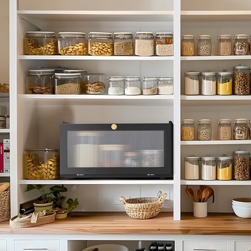 Black Bread Box for Kitchen Countertop