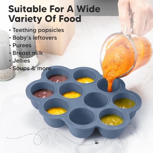 Silicone Food Freezer Trays with Lid (Slate)