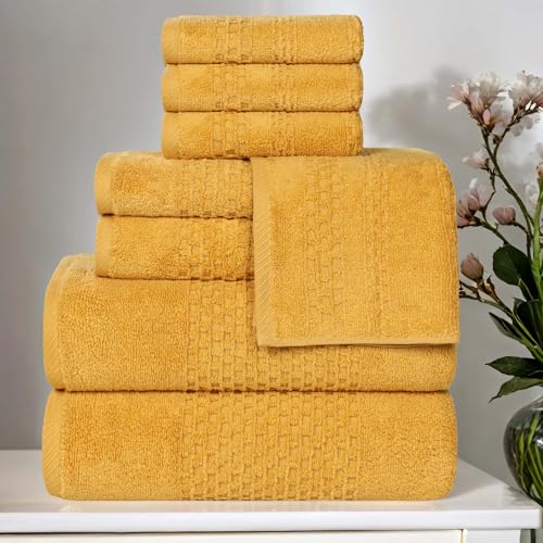 Playa Zero Twist Cotton Medium Weight Towels (8 Piece Towel Set / Gold)